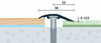 Prechodová lišta PRINZ zlatý 38 mm, nivelácia 4-17,5 mm