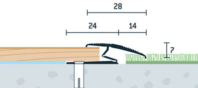 Prechodová flexi lišta vŕtaná strieborná matná 28x13 mm