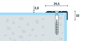 Schodová hrana vŕtaná šampanská matná 24,5x10 mm