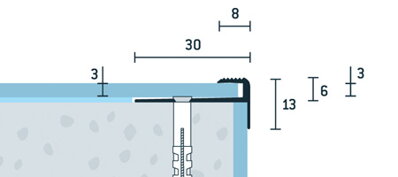 Schodová lišta vŕtaná bronzová matná 30x13 mm, hrúbka 3 mm