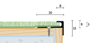 Schodová lišta vŕtaná bronzová matná 30x15 mm, hrúbka 5 mm