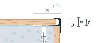 Schodová lišta vŕtaná bronzová matná 30x17 mm, hrúbka 7 mm