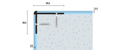 Schodová hrana vŕtaná šampanská matná 39,5x29,5 mm, hrúbka 2,5 mm