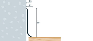 Soklová lišta šampanská matná 58x12 mm