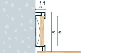 Soklová lišta s vložkou šampanská matná 60x15 mm