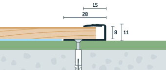 Ukovčovacia lišta vŕtaná bronzová matná 28x11 mm, hrúbka 8 mm