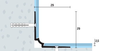 Ukončovací kútový profil vŕtaná šampanská matná 29x29 mm, hrúbka 2,5 mm