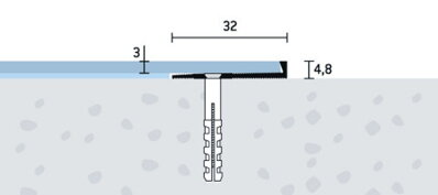 Ukovčovacia lišta vŕtaná strieborná matná 32x4,8 mm, hrúbka 3 mm