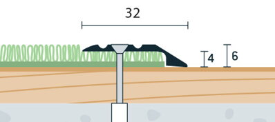 Ukovčovacia lišta vŕtaná zlatá matná 32x6 mm hrúbka 4 mm