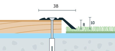 Ukovčovacia lišta vŕtaná zlatá matná 38x10 mm, hrúbka 8 mm