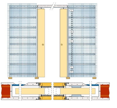 Stavebné puzdro ECLISSE SYNTESIS LUCE dvojkrídlové 2030 mm, murivo