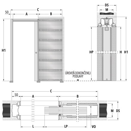 Stavebné puzdro ECLISSE SYNTESIS LINE jednokrídlové 715 mm, murivo